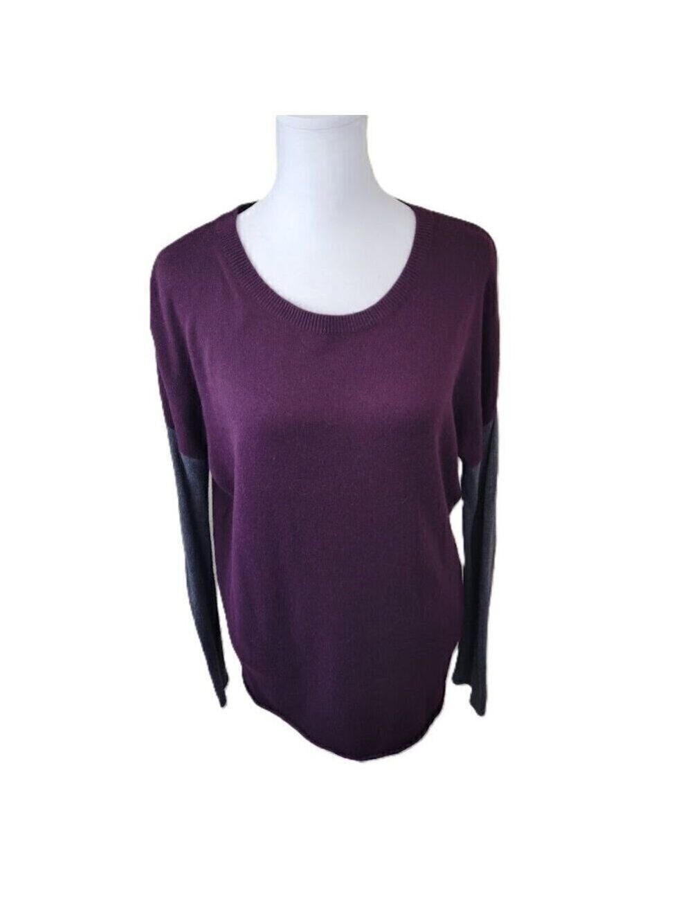Bordeaux Lightweight Angora Blend Sweater Pullover Purple Gray Long Sleeve SZ XS
